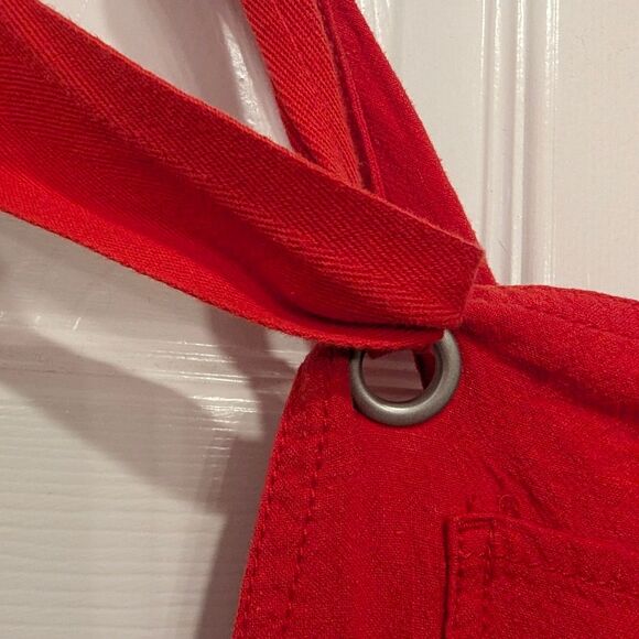 Anthropologie Rompers Constance Red Wide-Leg Overalls Linen Bland XS Relaxed Fit - Picture 9 of 10